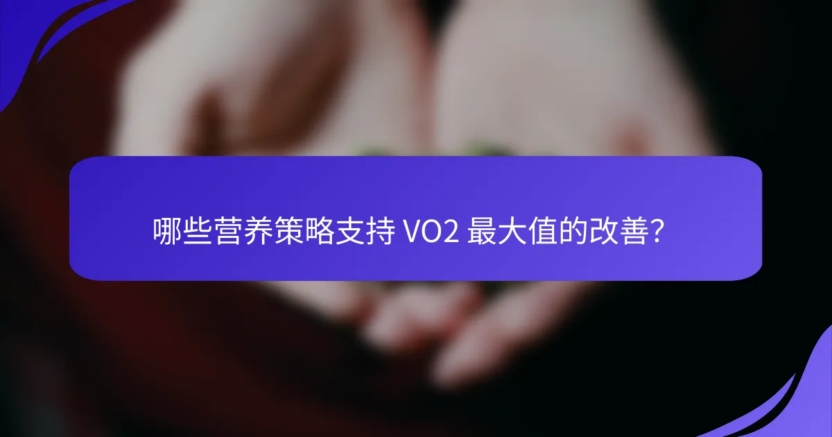哪些营养策略支持 VO2 最大值的改善？